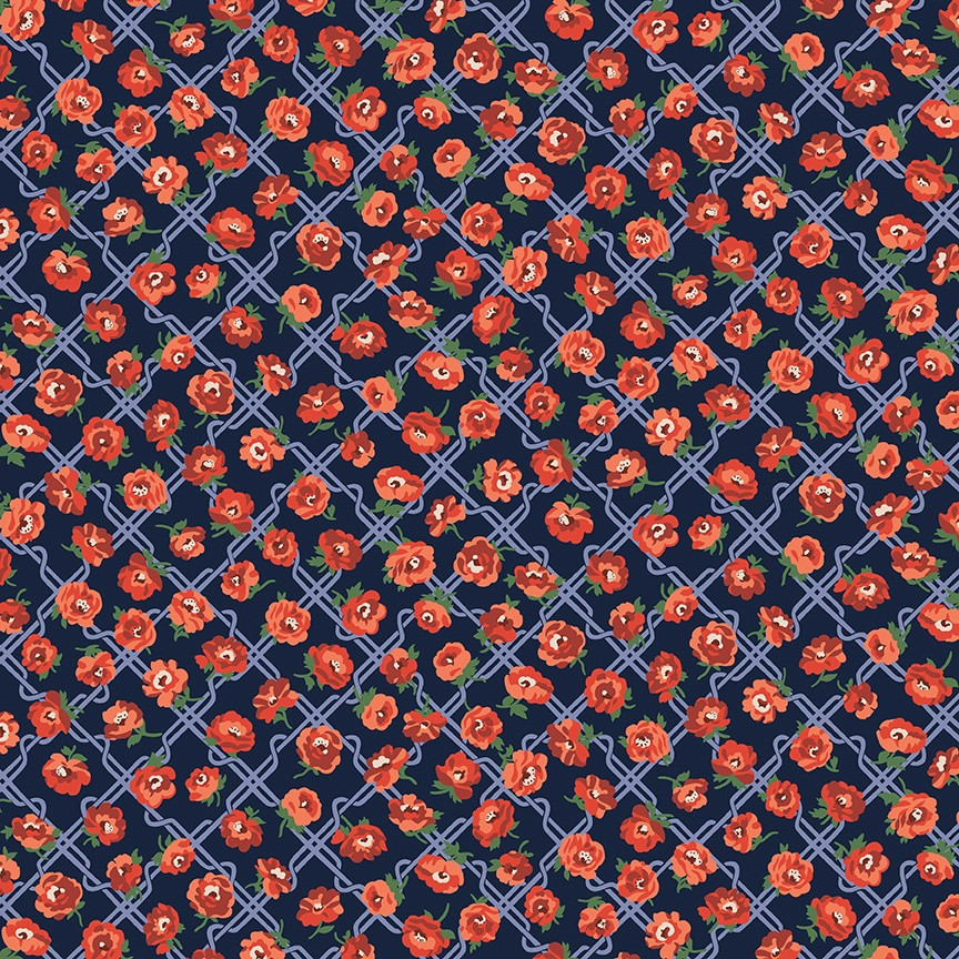 Riley Blake Fabrics Liberty Floral Nostalgia Rosemary Blooms Blue
